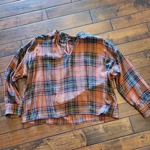 NWOT Madewell cropped plaid popover top Sz M